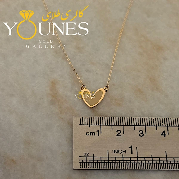 گردنبند میناکاری قلب کرمی مینیمال طلا